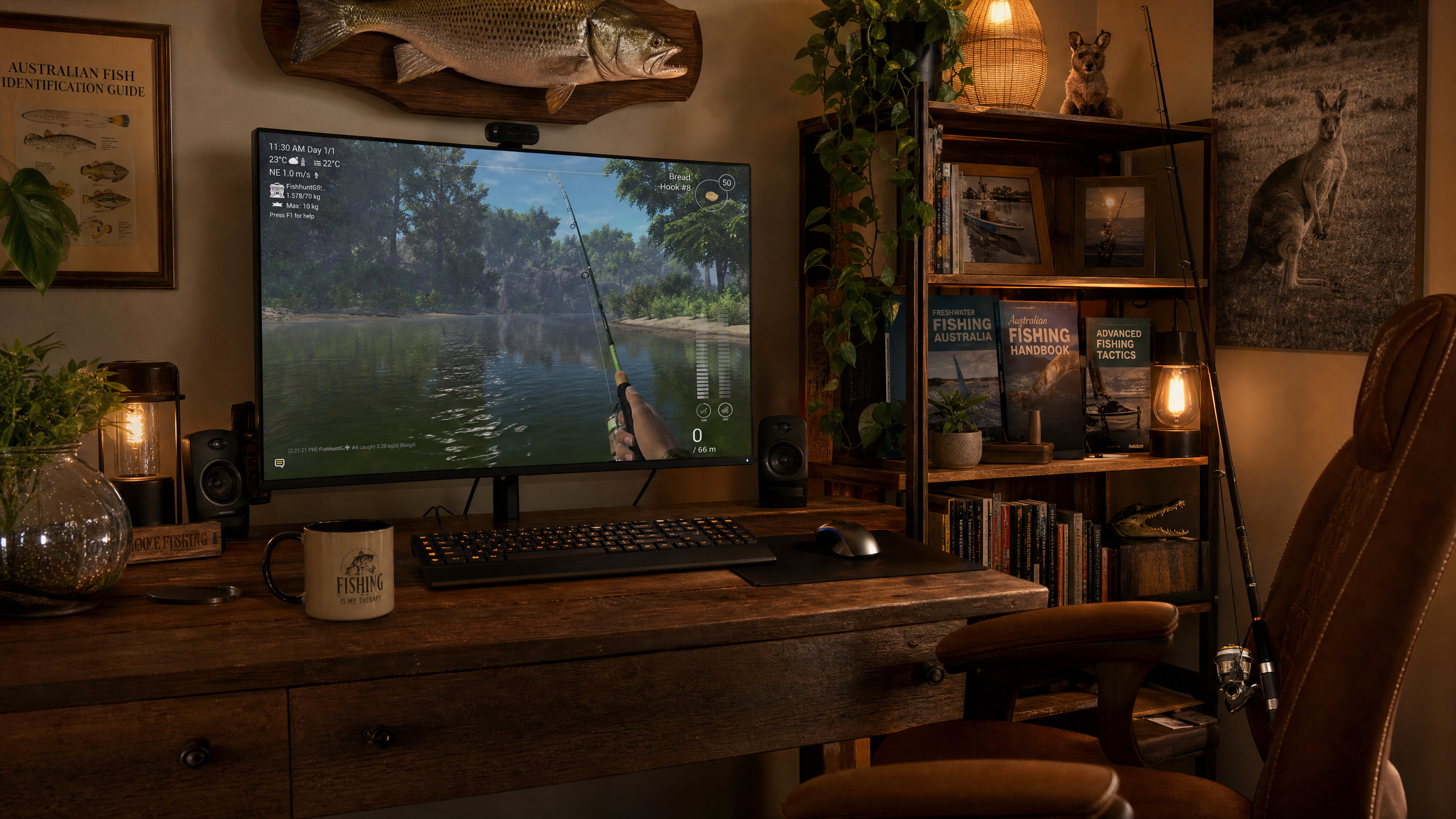 Lucky Fisher gaming setup